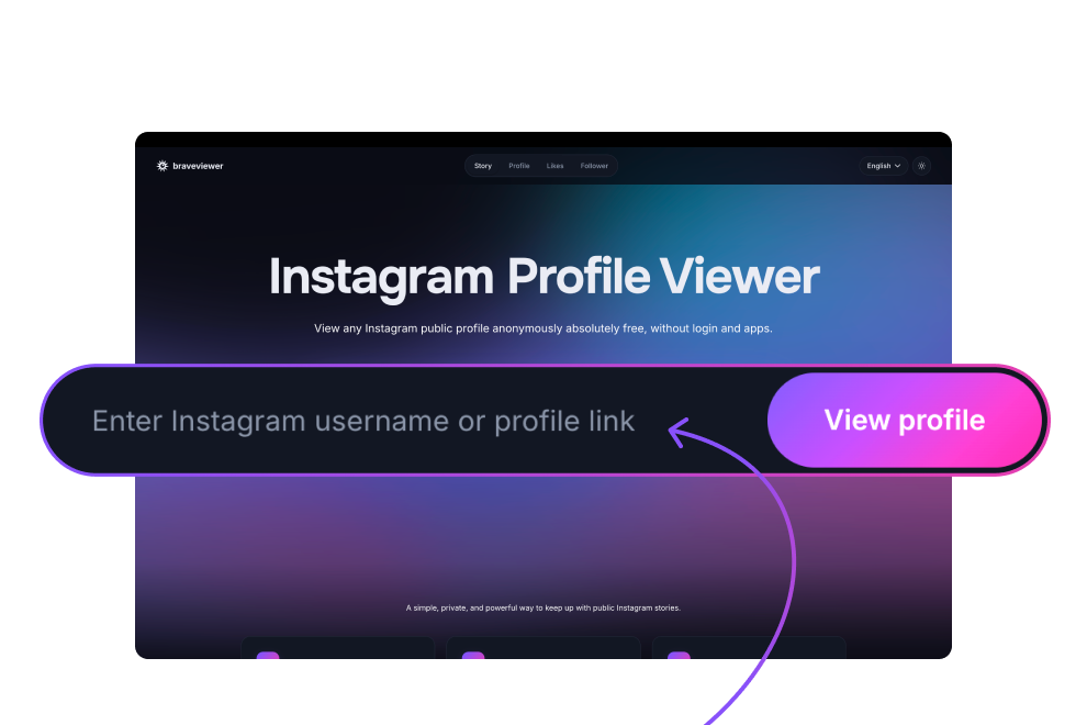 Paste Instagram username into Braveviewer profile viewer