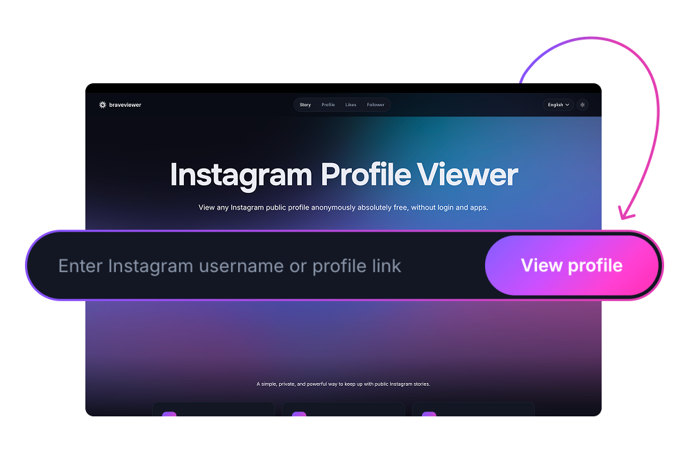 Click View profile to load the Instagram profile anonymously