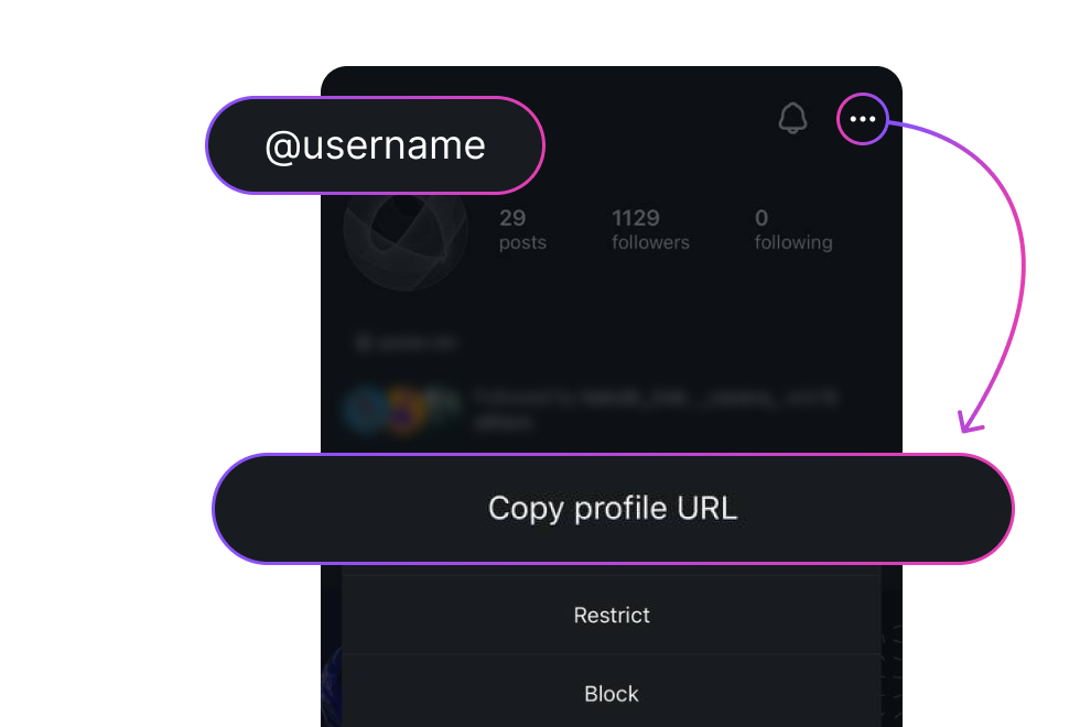Copy Instagram username from profile